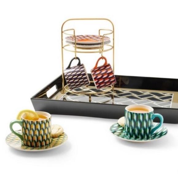 DVF x Target Arrow Geo Set of 4 Mugs + 4 Saucers + Stand Brand New in Box! - Picture 2 of 16